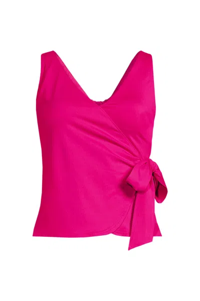 Lands' End Women's Side Tie Tankini Top In Pink