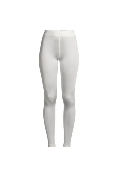 Lands' End Women's Silk Interlock Long Underwear Leggings Pants In White