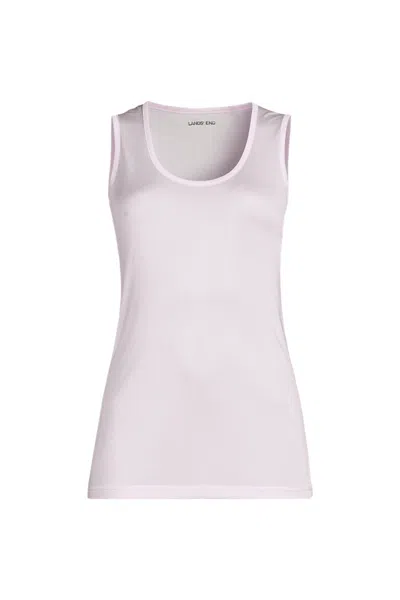 Lands' End Women's Silk Interlock Tank Top Sleeveless Long Underwear Top In White