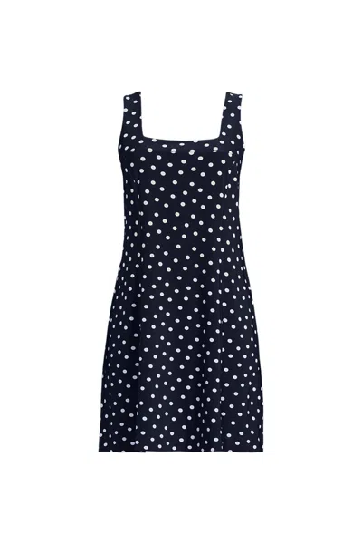 Lands' End Women's Silky Knit Mini Shift Dress In Blue