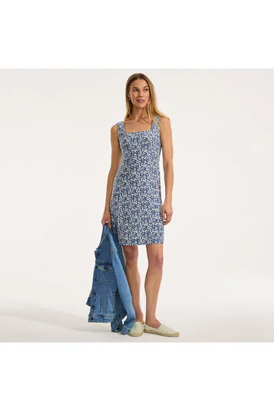 Lands' End Women's Silky Knit Mini Shift Dress In Blue