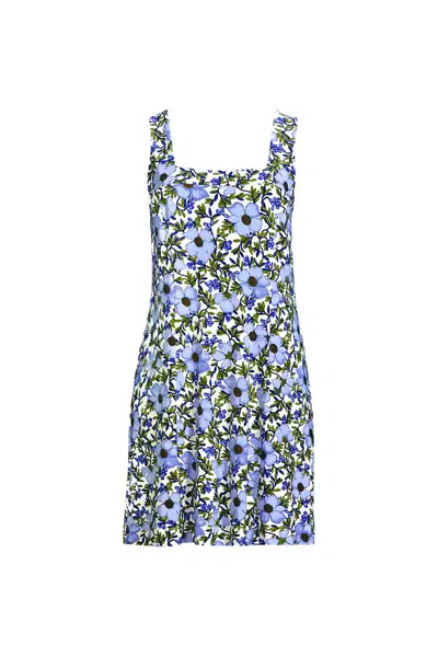 Lands' End Women's Silky Knit Mini Shift Dress In Blue