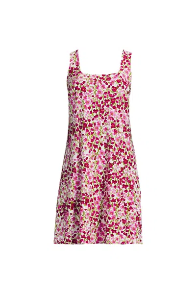 Lands' End Women's Silky Knit Mini Shift Dress In Pink