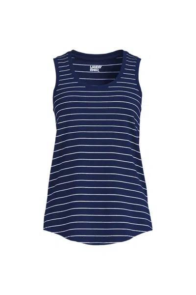 Lands' End Women's Sleeveless Power Performance Scoop Neck Curved Hem Tunic Tank In Blue