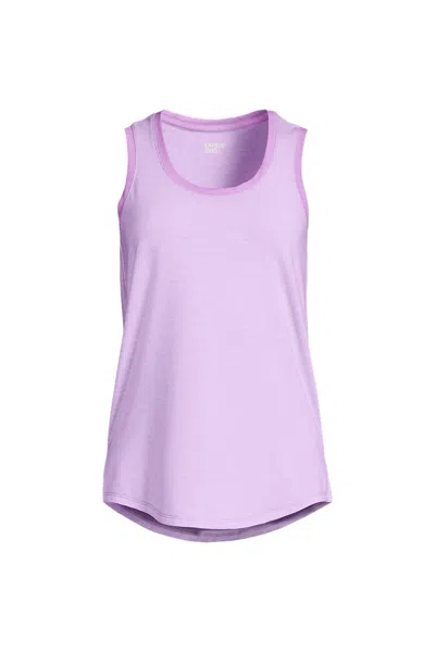 Lands' End Women's Sleeveless Power Performance Scoop Neck Curved Hem Tunic Tank In Purple