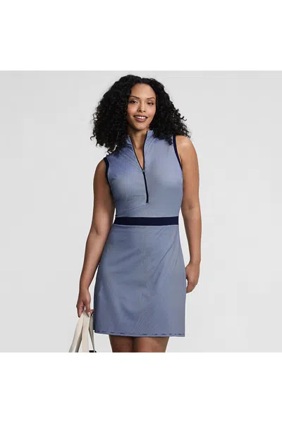 Lands' End Women's Sleeveless Quarter Zip Dress In Blue