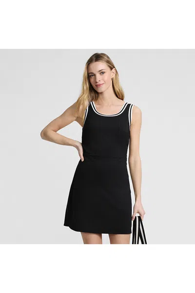 Lands' End Women's Sleeveless Scoop Neck Dress In Black