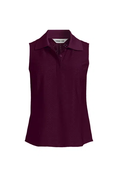 Lands' End Women's Sleeveless Sunshade Upf 50 Eyelet Polo In Purple
