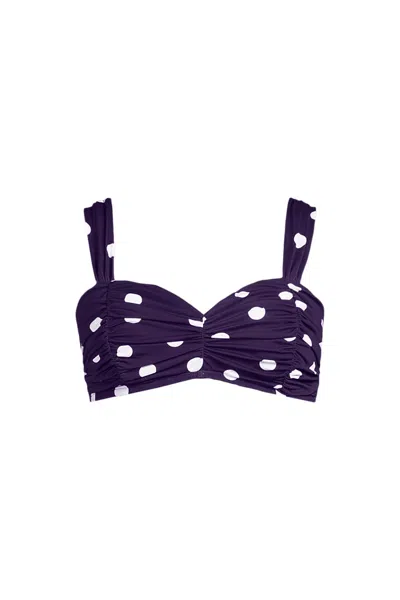 Lands' End Women's Slender Lite Sweetheart Shirred Bikini Top In Purple