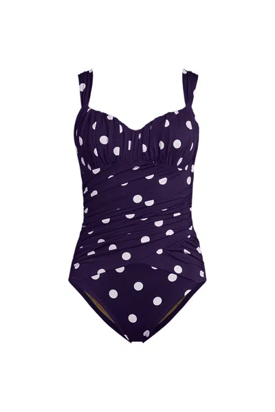 Lands' End Slender Lite Sweetheart Shirred Tankini In Blue
