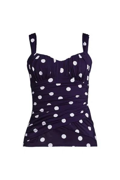 Lands' End Women's Slender Lite Sweetheart Shirred Tankini In Blue
