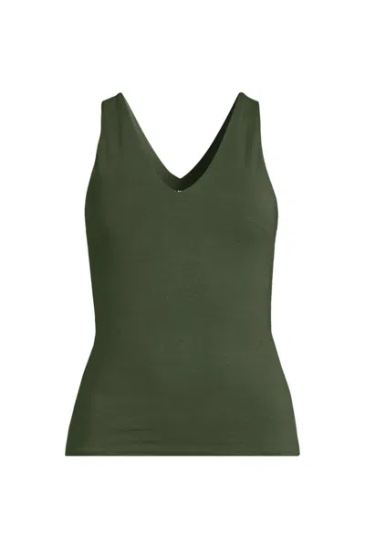 Lands' End Women's Slender Tank Top In Green