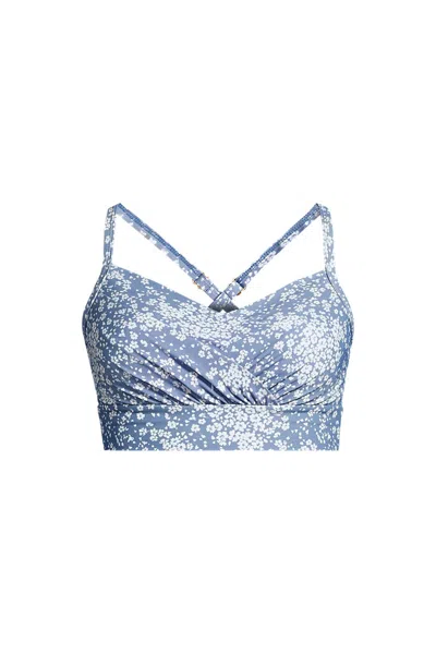 Lands' End Women's Slendersuit Pleated Bikini Top In Blue