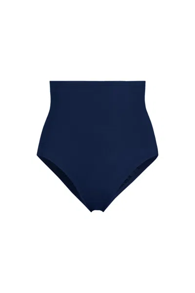Lands' End Women's Slendersuit Ultra High Waisted Bikini Bottoms In Blue