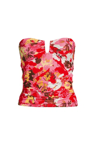 Lands' End Women's Slendersuit U-wire Bandeau Tankini Top In Red