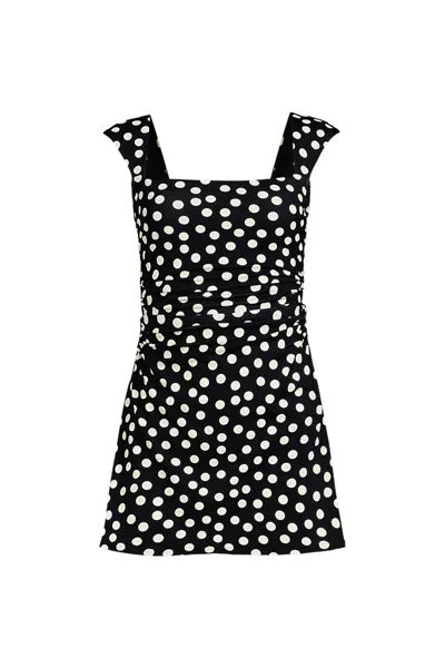 Lands' End Women's Smoothing Square Neck Ruched Swim Dress Swimsuit In Black