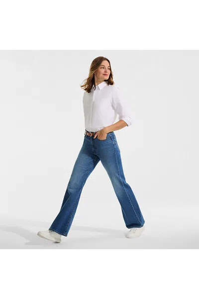 Lands' End Women's Soft Denim High Rise Classic Flare Jeans In Blue