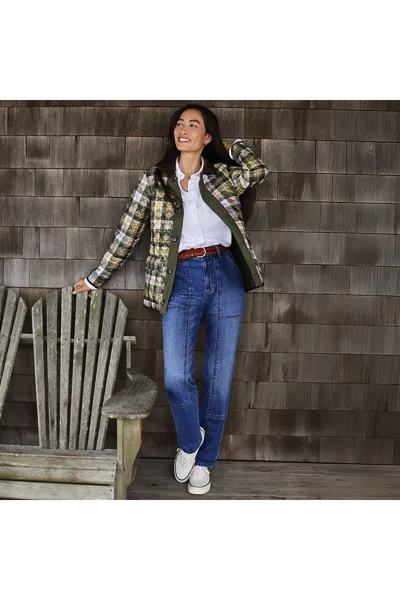 Lands' End Women's Soft Denim High Rise Rail Straight Leg Utility Jeans In Blue