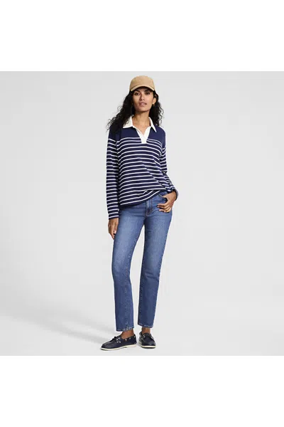 Lands' End Women's Soft Denim High Rise Straight Leg Ankle Jeans In Blue