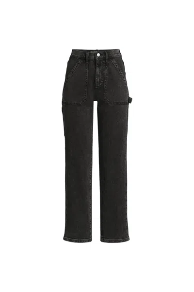 Lands' End Women's Soft Denim High Rise Utility Cargo Ankle Jeans In Black