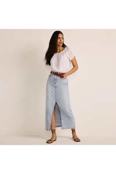 Lands' End Women's Soft Denim Maxi Skirt In Blue