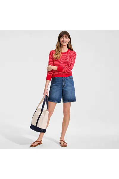 Lands' End Women's Soft Denim Mid Rise 7" Jean Shorts In Blue