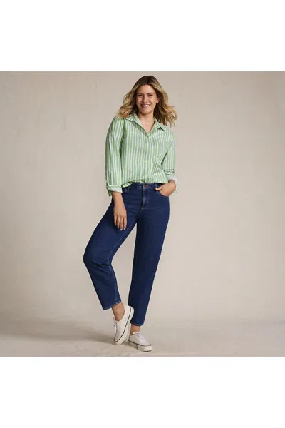 Lands' End Women's Soft Denim Mid Rise Relaxed Straight Crop Jeans In Blue