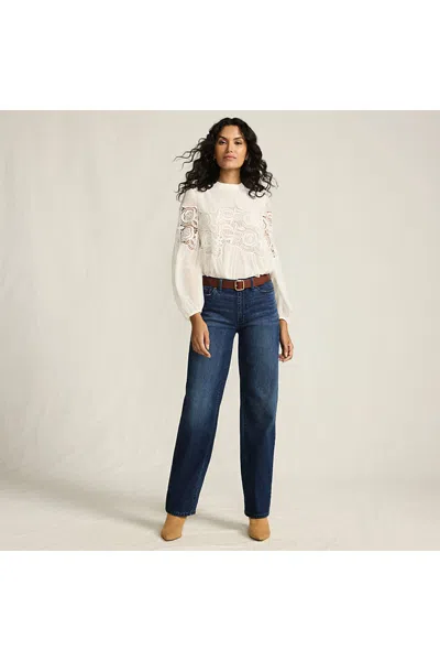 Lands' End Women's Soft Denim Mid Rise Relaxed Straight Leg Jeans In Blue