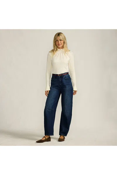 Lands' End Women's Soft Denim Relaxed Barrel Leg Ankle Jeans In Multi