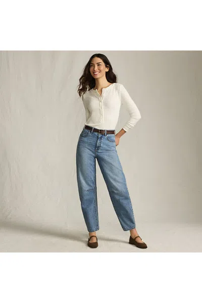 Lands' End Women's Soft Denim Relaxed Barrel Leg Ankle Jeans In Blue