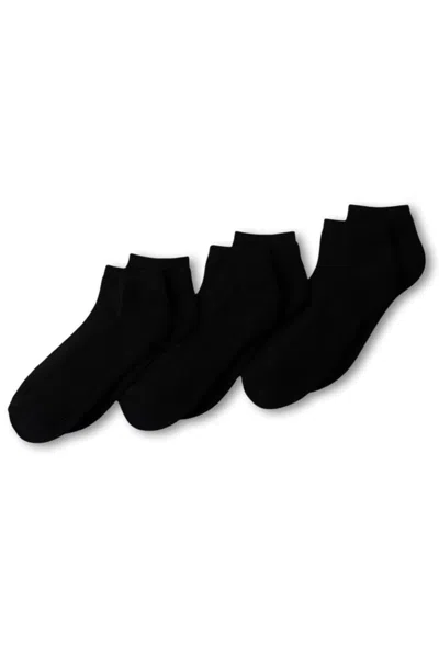 Lands' End Women's Soft Half Cushion Quarter Crew Socks 3 Pack In Black