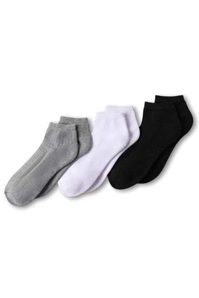 Lands' End Women's Soft Half Cushion Quarter Crew Socks 3 Pack In Black