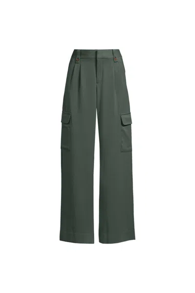Lands' End Women's Soft Polish Cargo High Rise Wide Leg Pants In Green