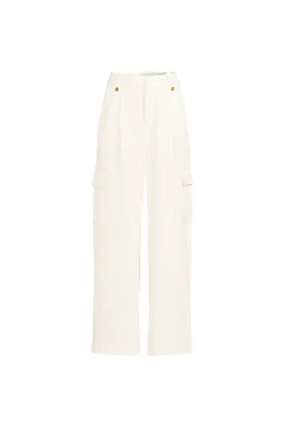 Lands' End Women's Soft Polish Cargo High Rise Wide Leg Pants In White