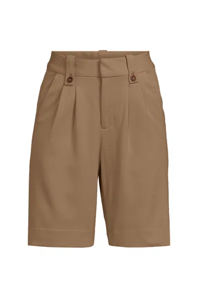 Lands' End Women's Soft Polish High Rise Pleated 10" Shorts In Brown
