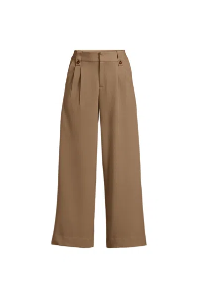 Lands' End Women's Soft Polish High Rise Wide Leg Crop Pants In Brown