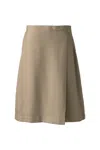 Lands' End Plus Solid A-line Skirt Below The Knee In Nude