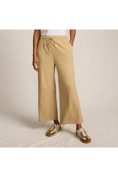 Lands' End Women's Sport Knit Elastic Waist Wide Leg Crop Pants In Brown