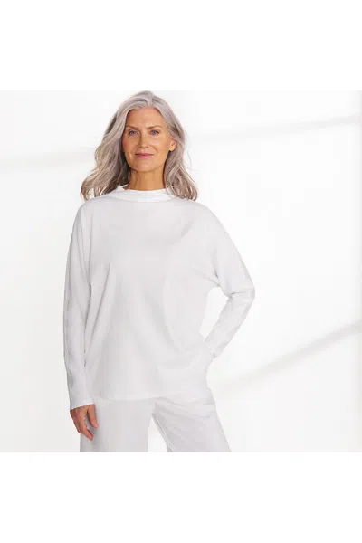 Lands' End Women's Sport Knit Funnel Neck Top In White