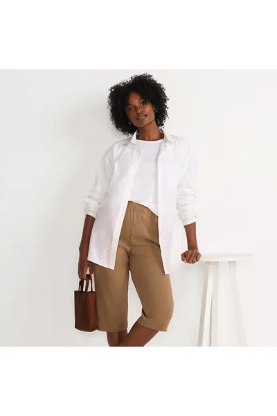 Lands' End Women's Sport Knit High Rise Elastic Waist Capri Pants In White