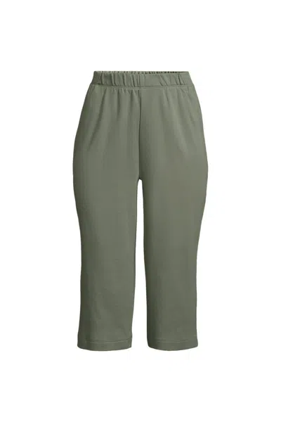Lands' End Women's Sport Knit High Rise Elastic Waist Capri Pants In Green