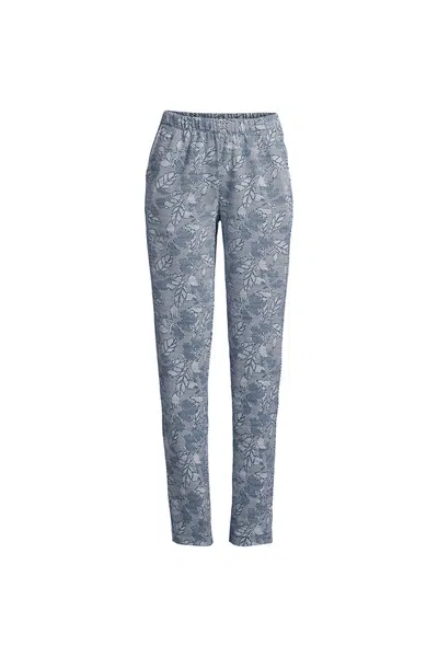 Lands' End Women's Sport Knit High Rise Elastic Waist Pull On Pant - Print In Blue