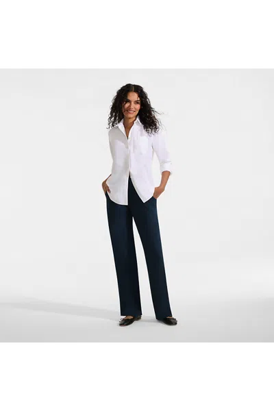 Lands' End Women's Sport Knit High Rise Pull On Relaxed Straight Leg Pants In Blue