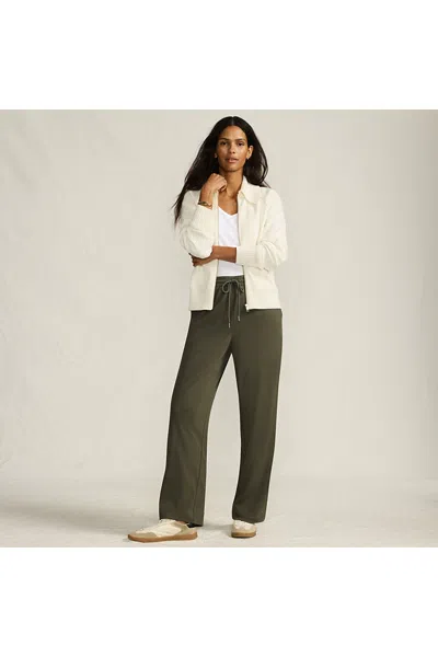 Lands' End Women's Sport Knit High Rise Pull On Relaxed Straight Leg Pants In Green