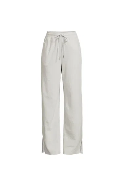 Lands' End Women's Sport Knit High Rise Relaxed Straight Leg Side Stripe Pants In Gray