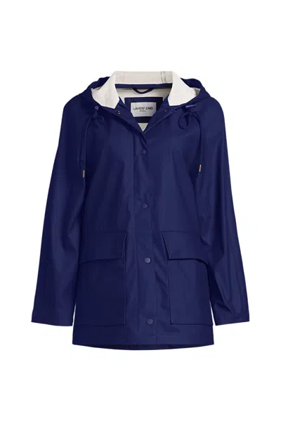 Lands' End Women's Squall A-line Slicker Raincoat In Blue