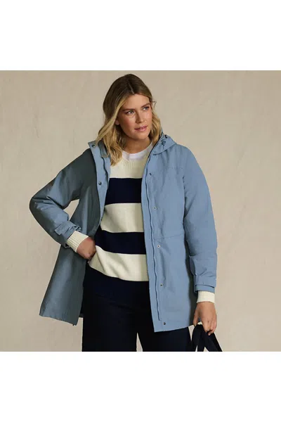 Lands' End Women's Squall Hooded Waterproof Raincoat In Blue