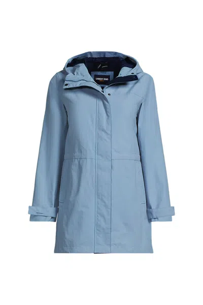 Lands' End Women's Squall Hooded Waterproof Raincoat In Blue