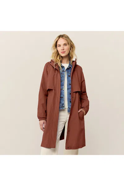 Lands' End Women's Squall Packable Long Raincoat In Brown