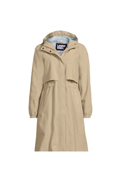 Lands' End Women's Squall Packable Long Raincoat In Neutral
